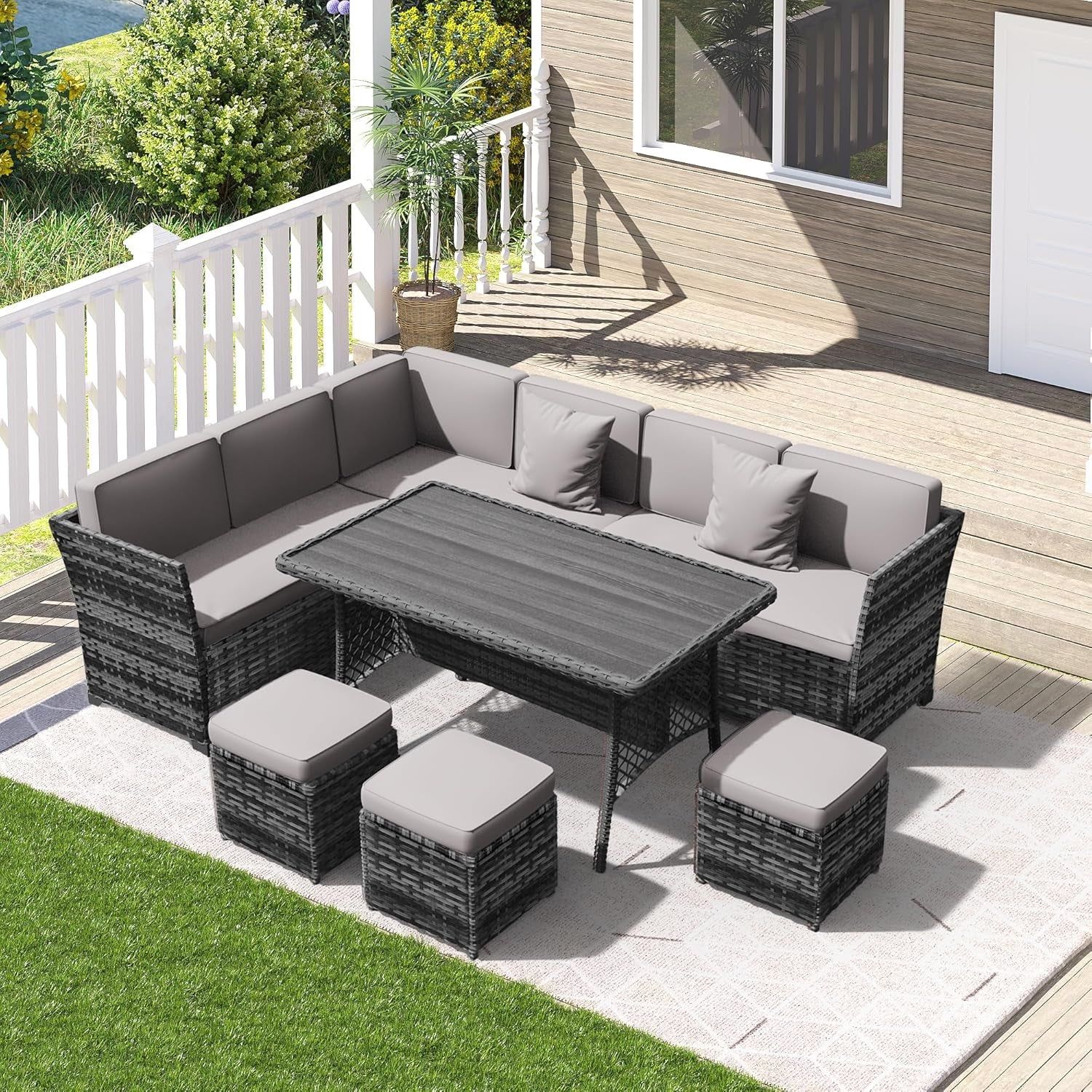 7 Piece All Weather Wicker Patio Dining Set