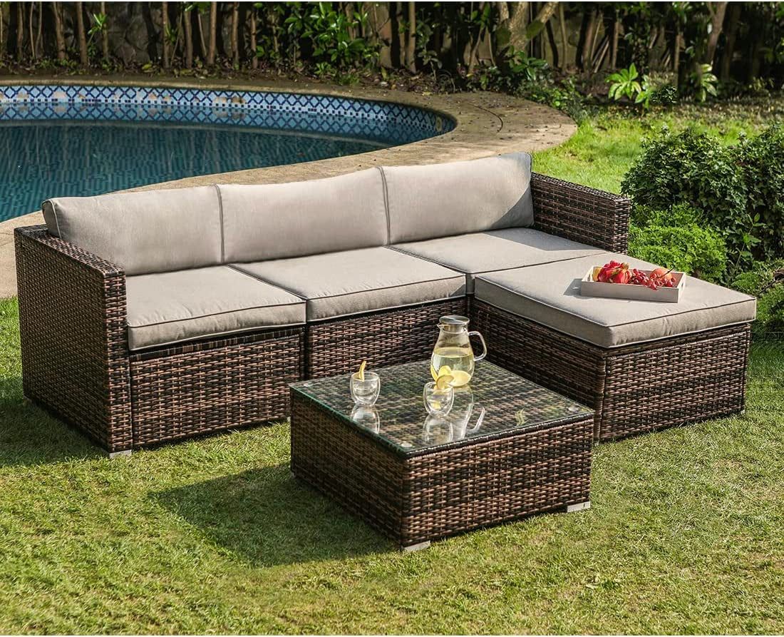 All-Weather Wicker Sectional Sofa Set with Cushions