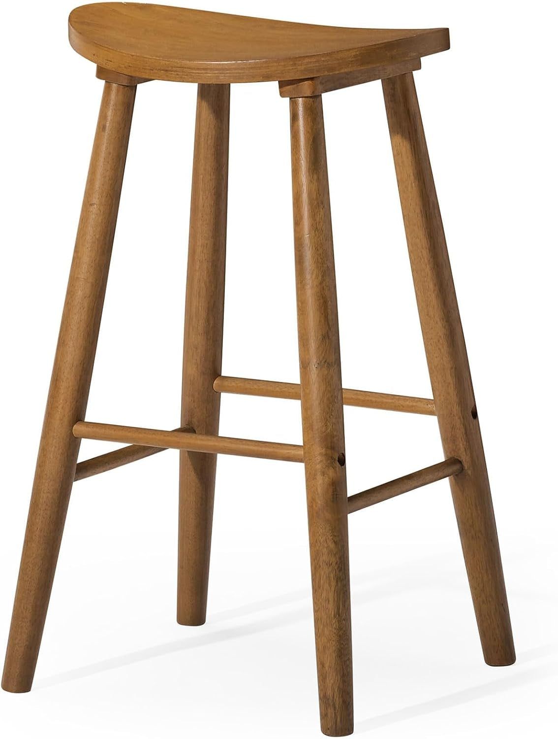 31 Inch Rustic Bar Stool with Saddle Seat Design