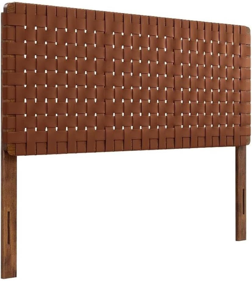Vegan Leather Queen Headboard with Adjustable Height Design