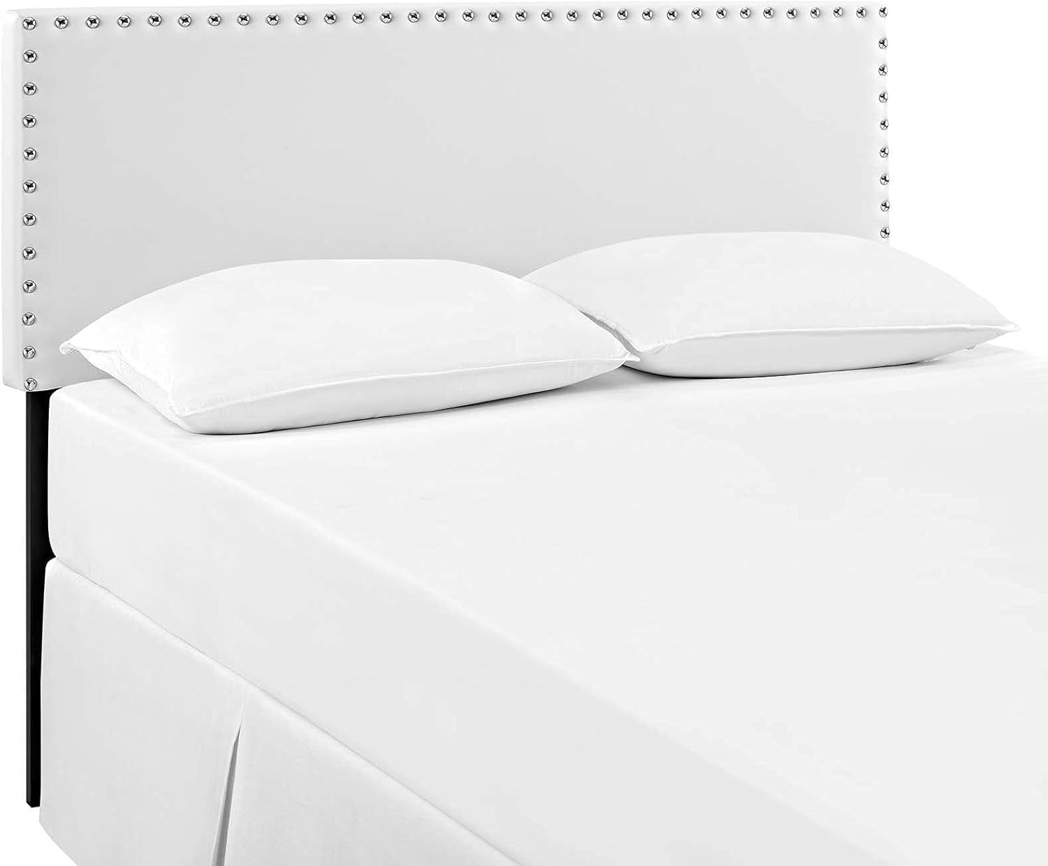 Elegant Faux Leather King Headboard with Nailhead Trim