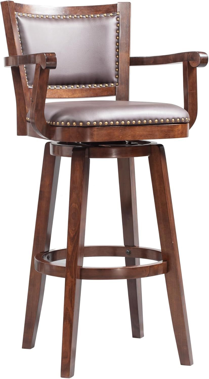 Extra Tall Swivel Barstool with Durable Rubberwood Frame
