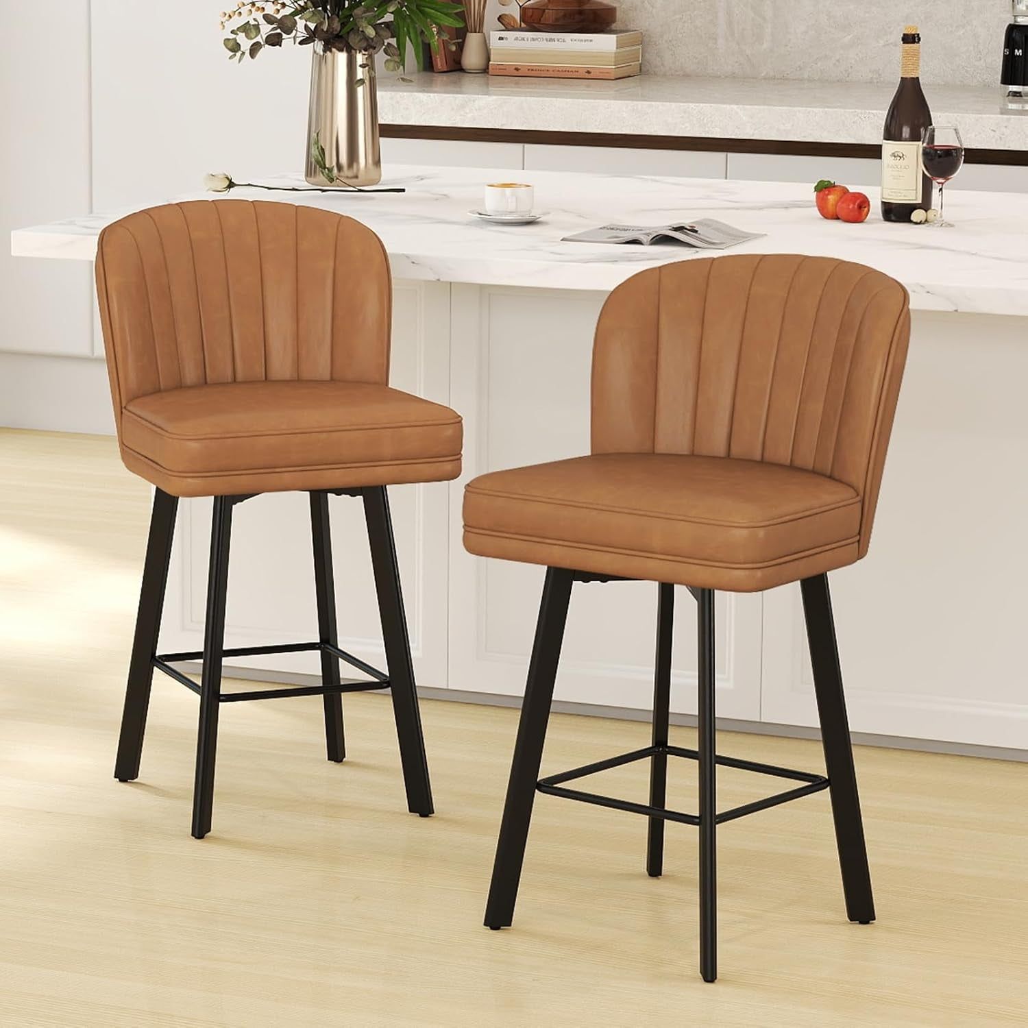 Modern Swivel Counter Height Bar Stools Set of Two