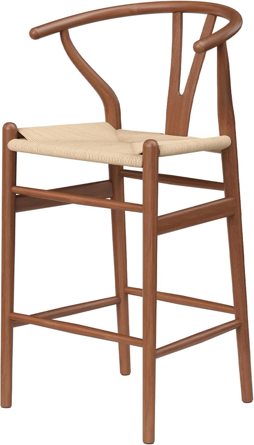 Weave Counter Height Bar Stool With Non-Slip Mats