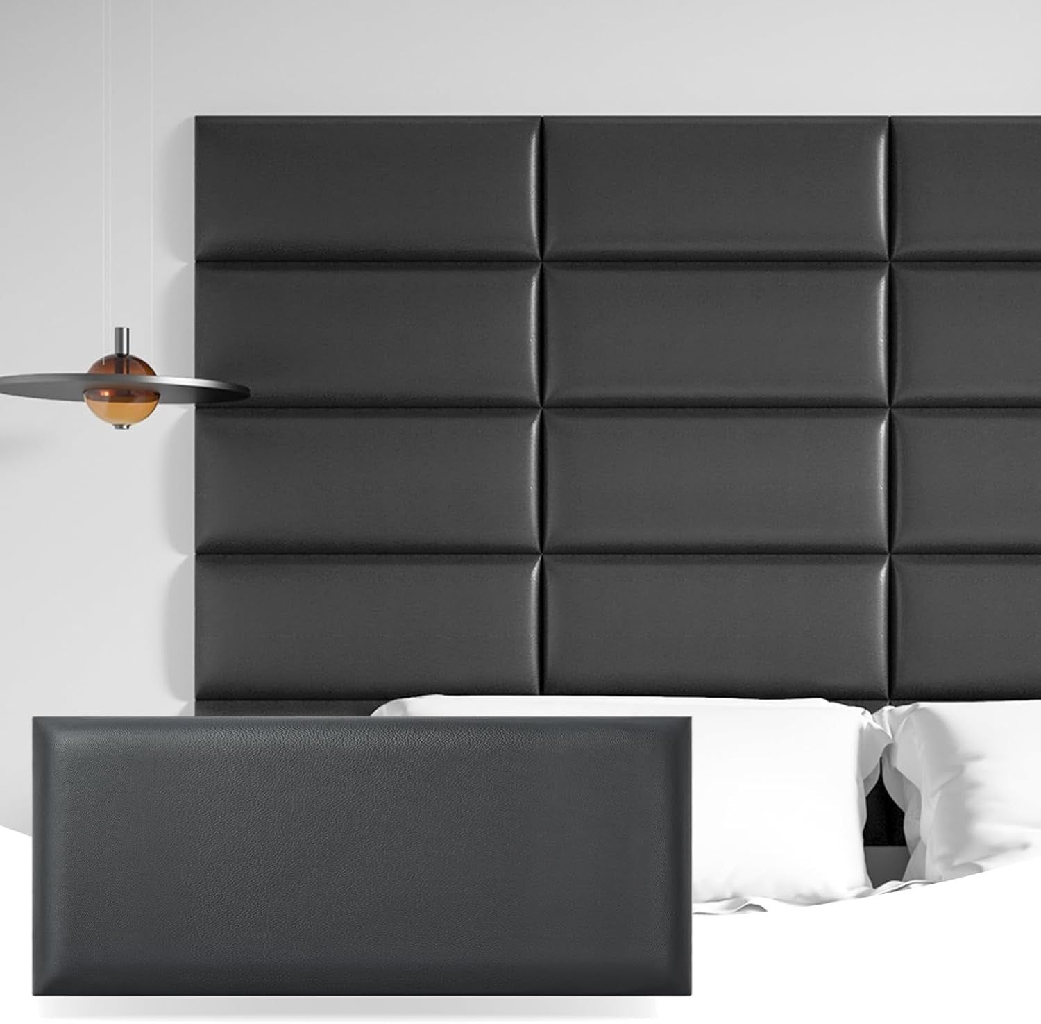 Peel And Stick Upholstered Headboard Wall Panels 12-Pack