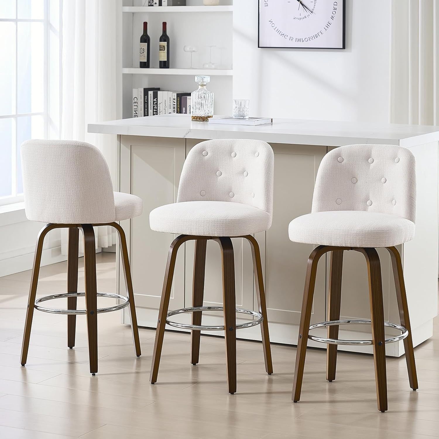 Swivel Bar Stools Set of Three for Kitchen