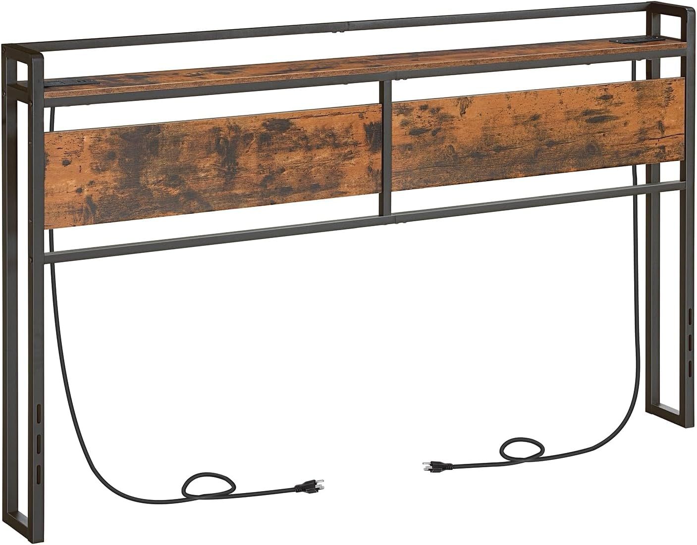 King Size Headboard with USB Ports and Storage Rack
