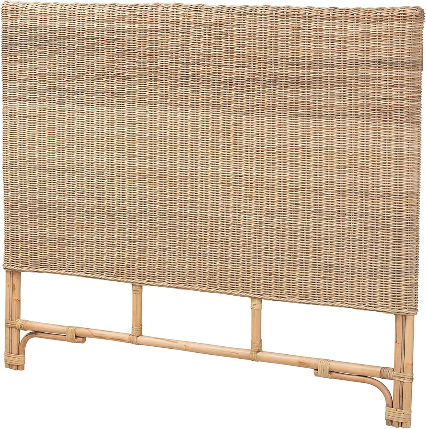 Natural Rattan Standalone Headboard Eco-Friendly Queen Size