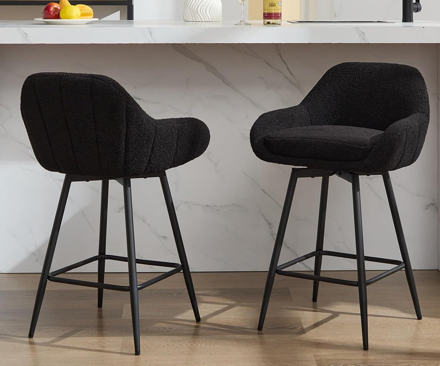 Modern Swivel Bar Stools Set of Two Comfortable Design