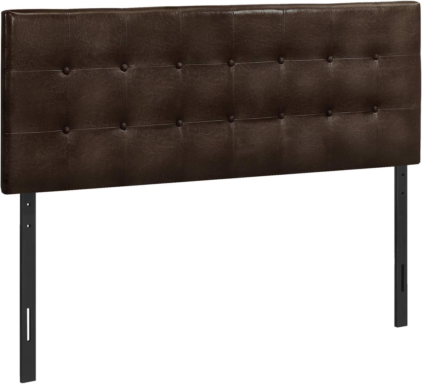 Transitional Queen Upholstered Headboard in Dark Brown