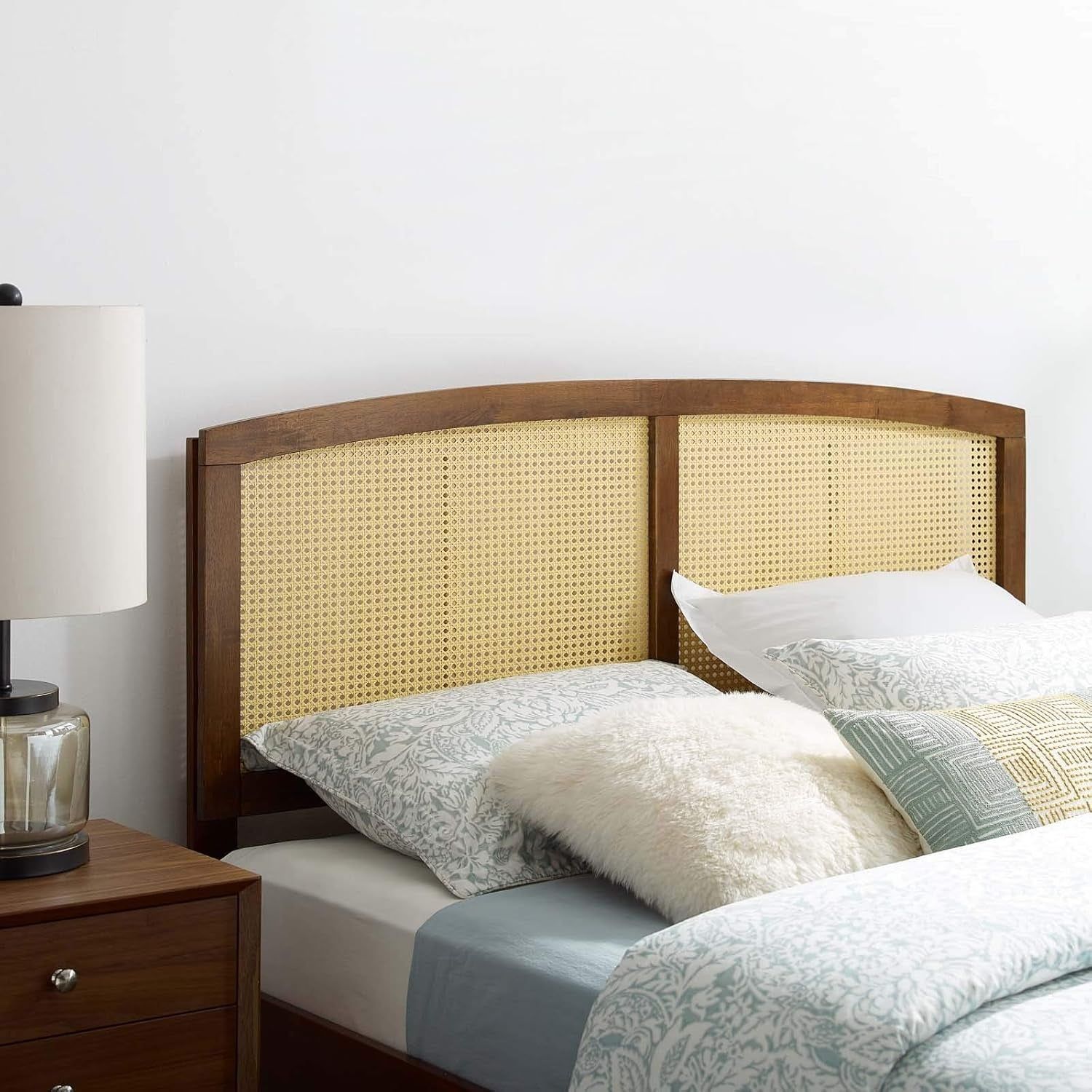 Cane Woven Rattan King Headboard With Organic Design