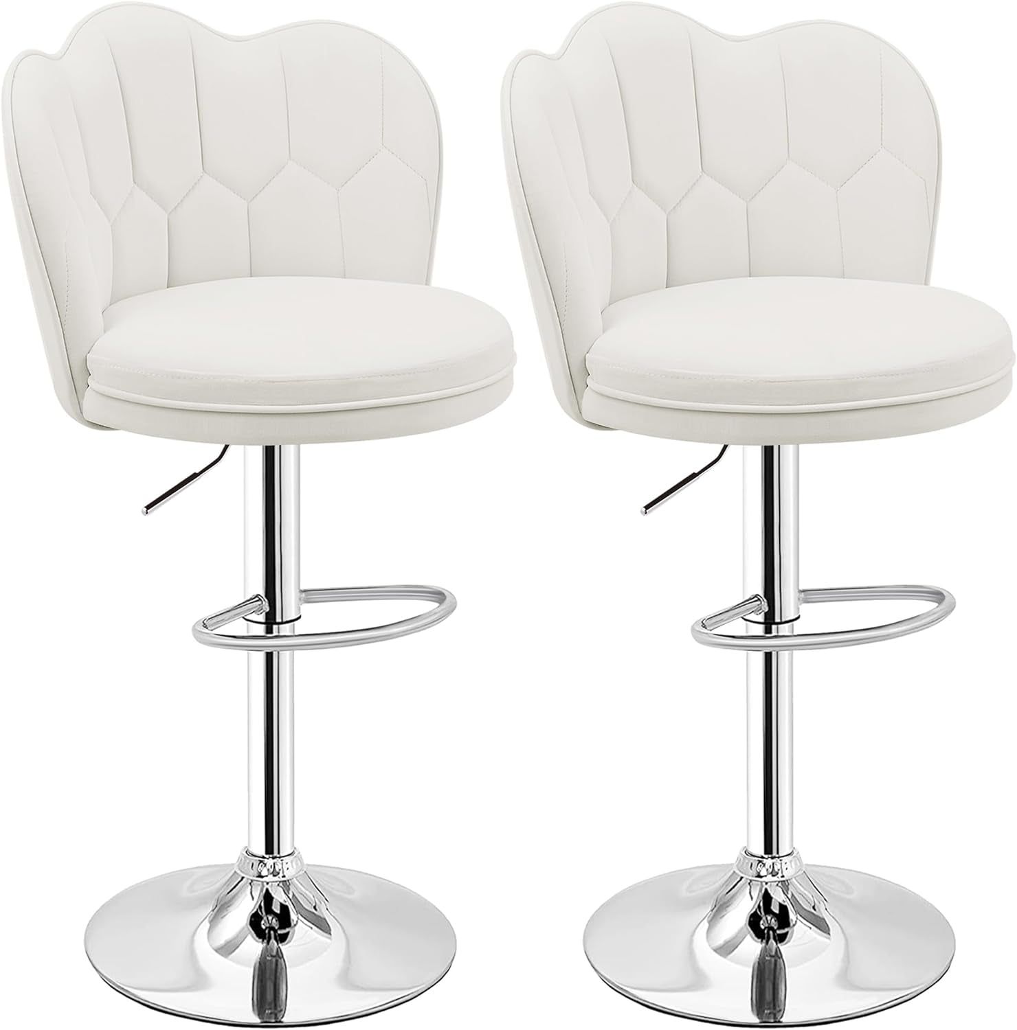 Adjustable Velvet Bar Stools Set of Two Swivel
