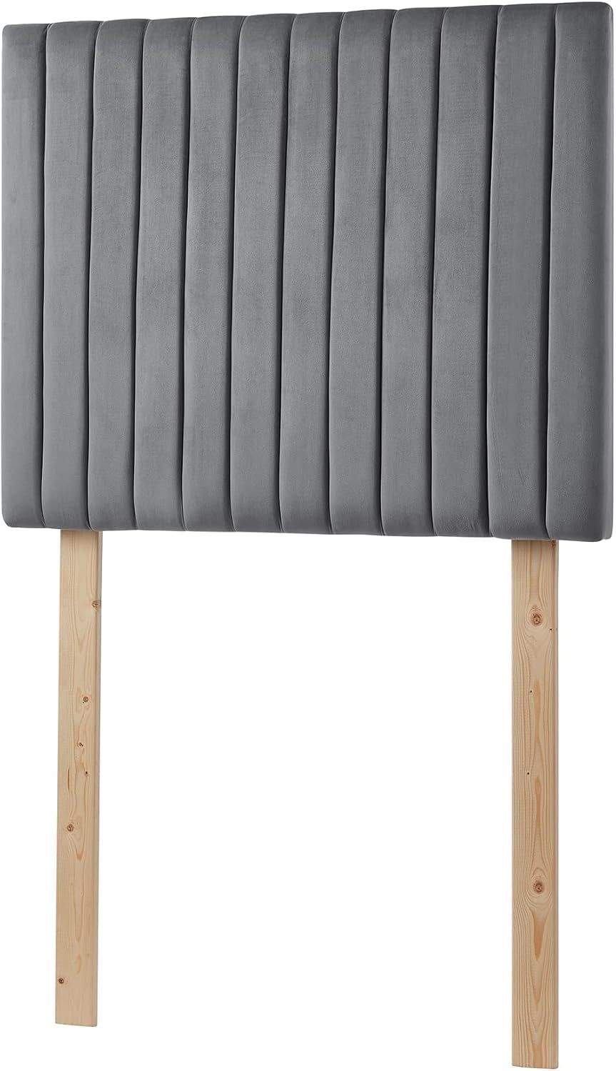 Velvety Charcoal Gray College Dorm Headboard with Legs