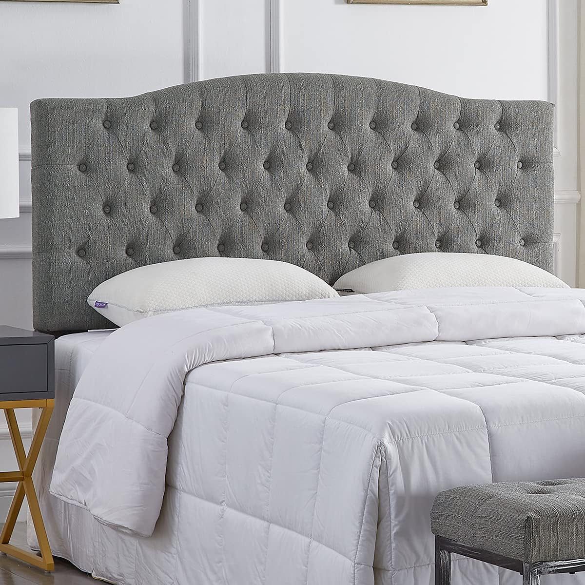 Elegant Linen Tufted Button Queen Headboard for Comfort