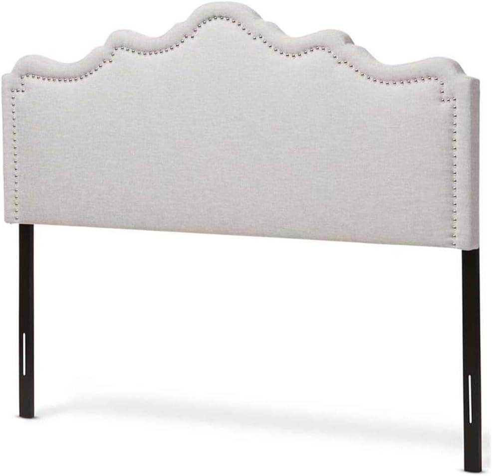 Elegant Upholstered Full Headboard in Greyish Beige Color