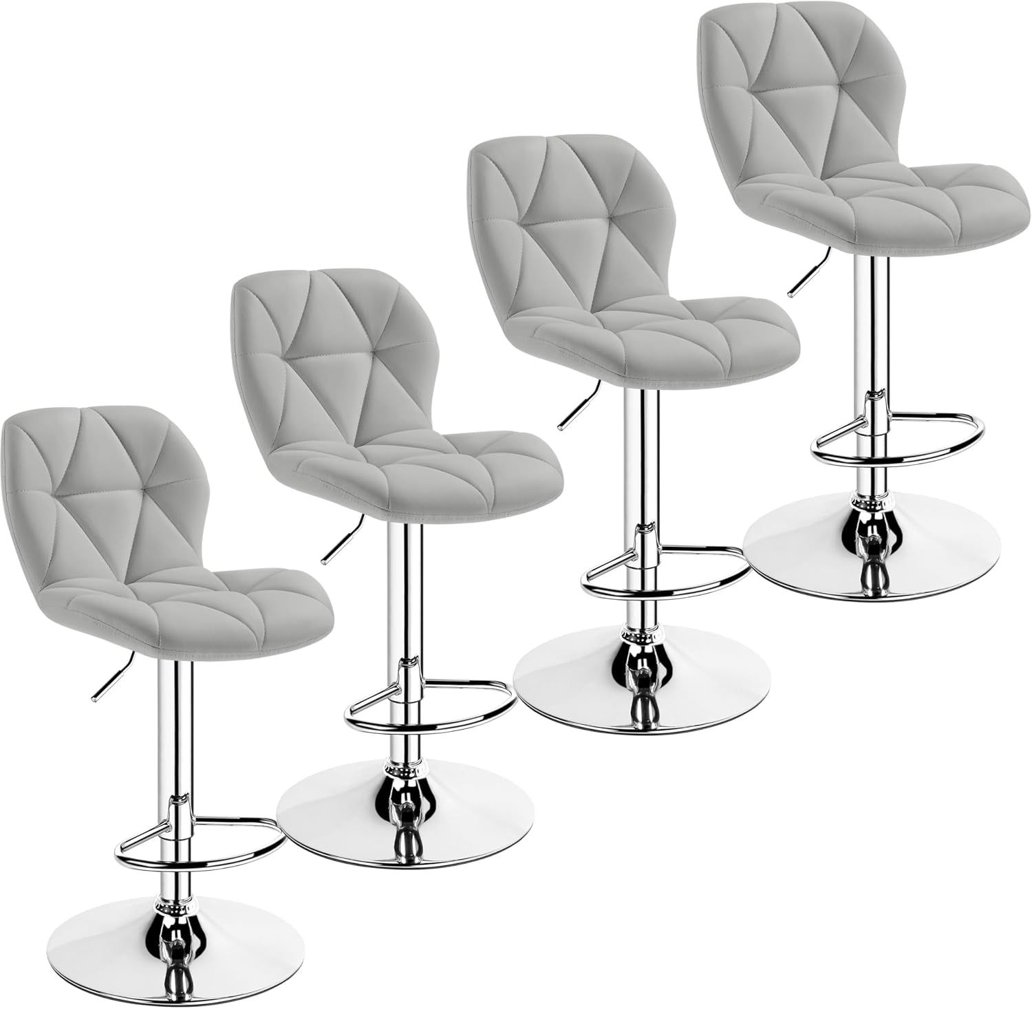 Elegant PU Leather Swivel Bar Stools Set of Four
