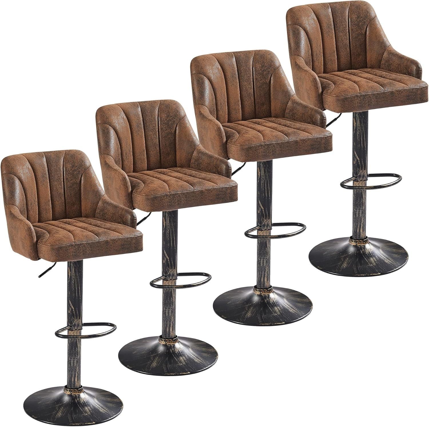 Adjustable Bar Stools Set of Four with Backrest