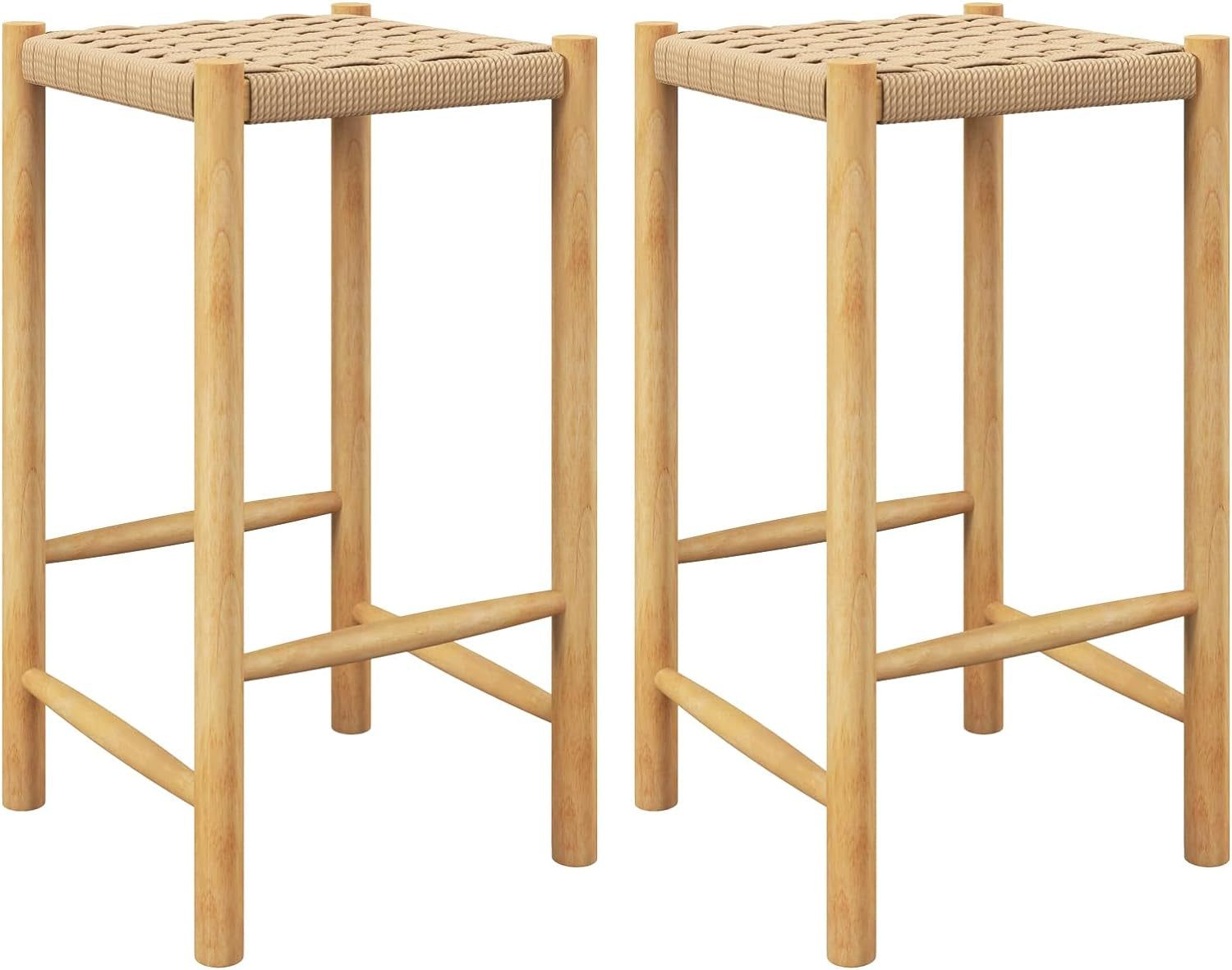 26 Inch Counter Height Wood Bar Stools Set of Two