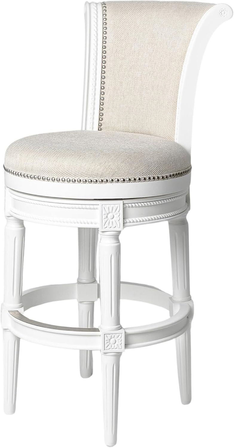 Elegant Upholstered Barstool with Back and Swivel Seat