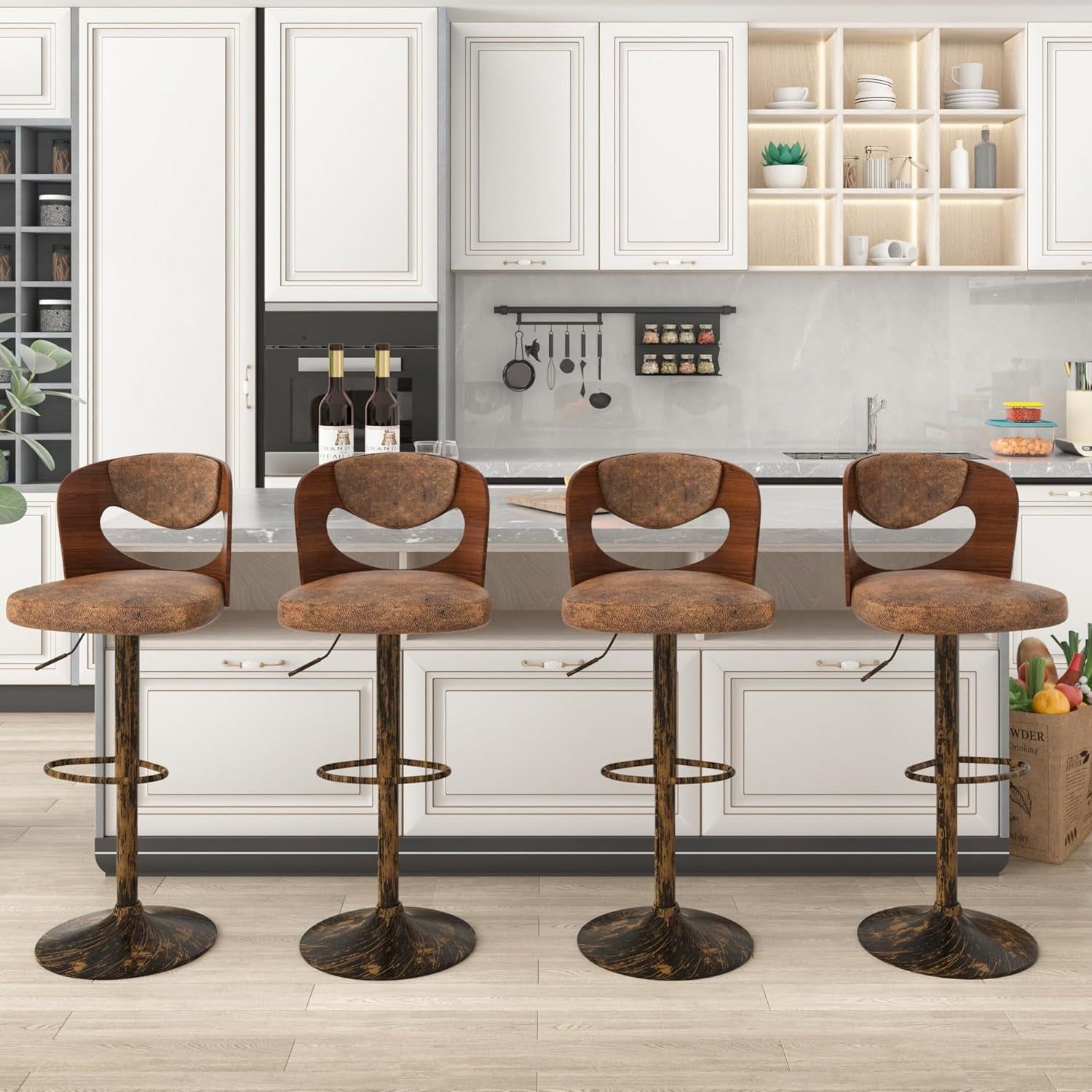 Adjustable Height 360 Degree Swivel Barstools Set