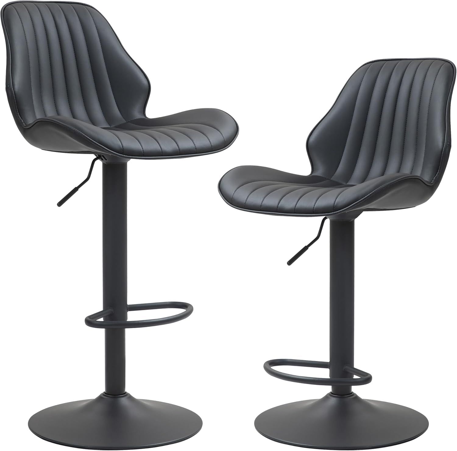 Modern 360 Degree Swivel Faux Leather Bar Stools
