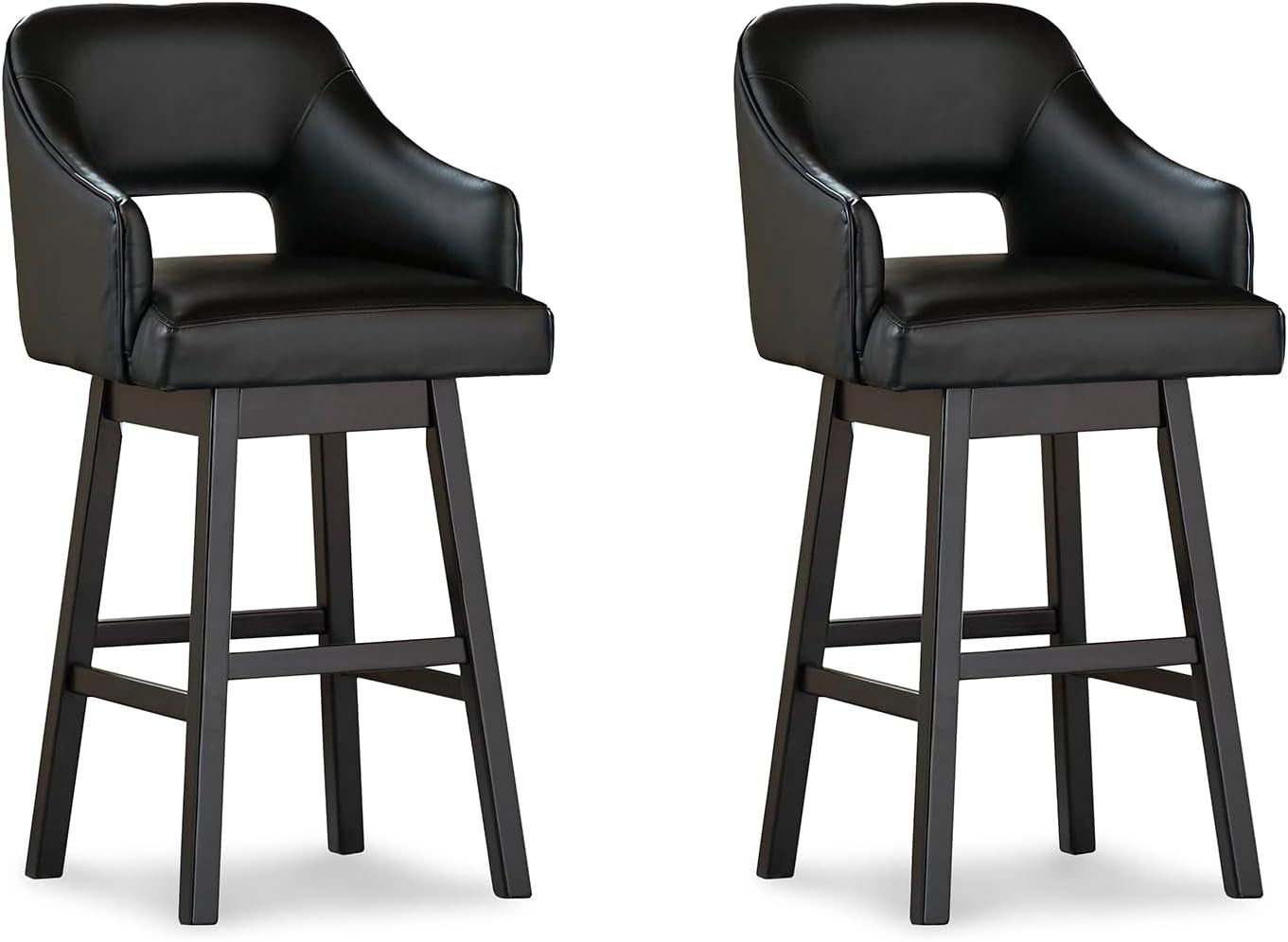 Modern Upholstered Swivel Barstool Set with Footrest