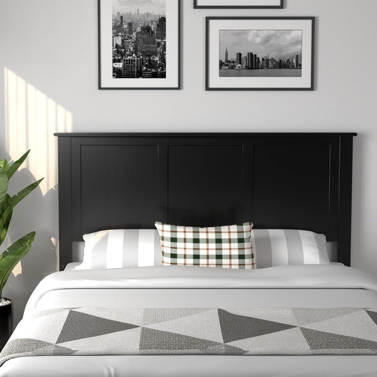 Height Adjustable Black Flat Panel Headboard Full Size