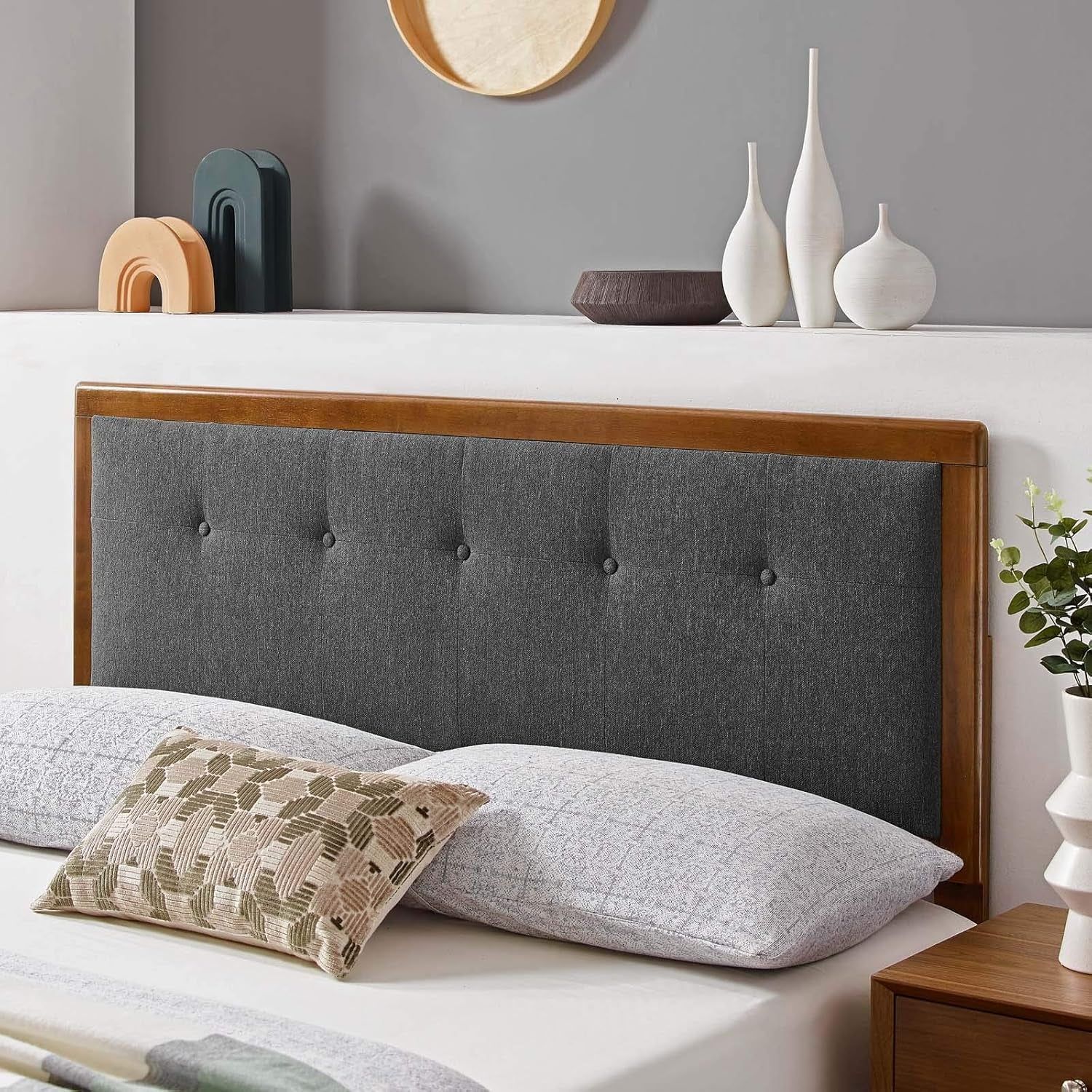 Modern Tufted Queen Headboard with Foam Padding