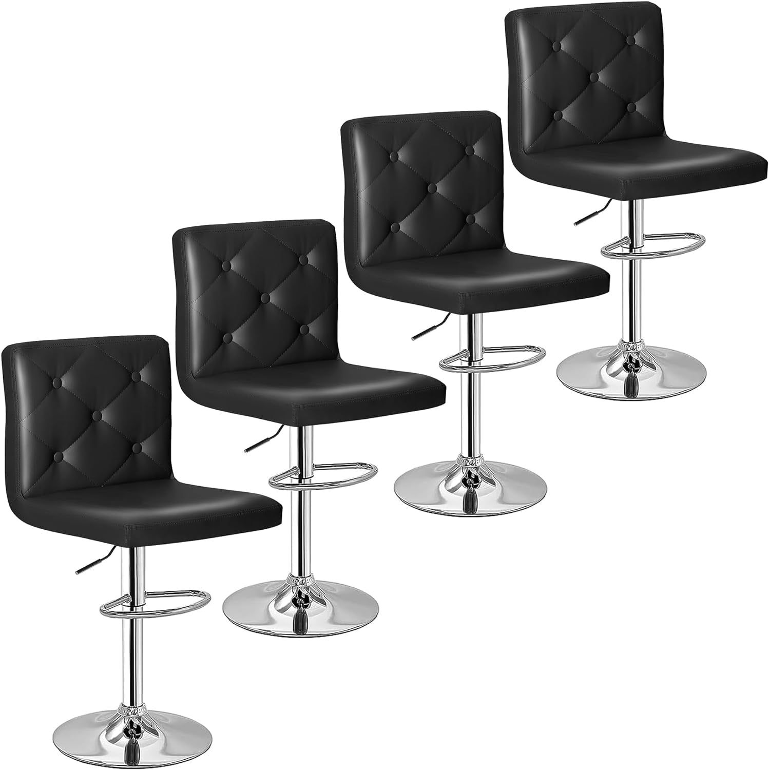 Modern Adjustable Bar Stools Set of Four Swivel