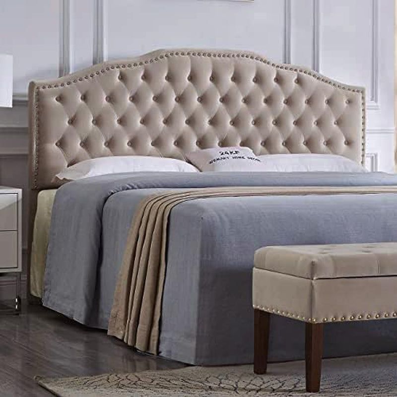 Upholstered King Size Headboard With Button Tufting