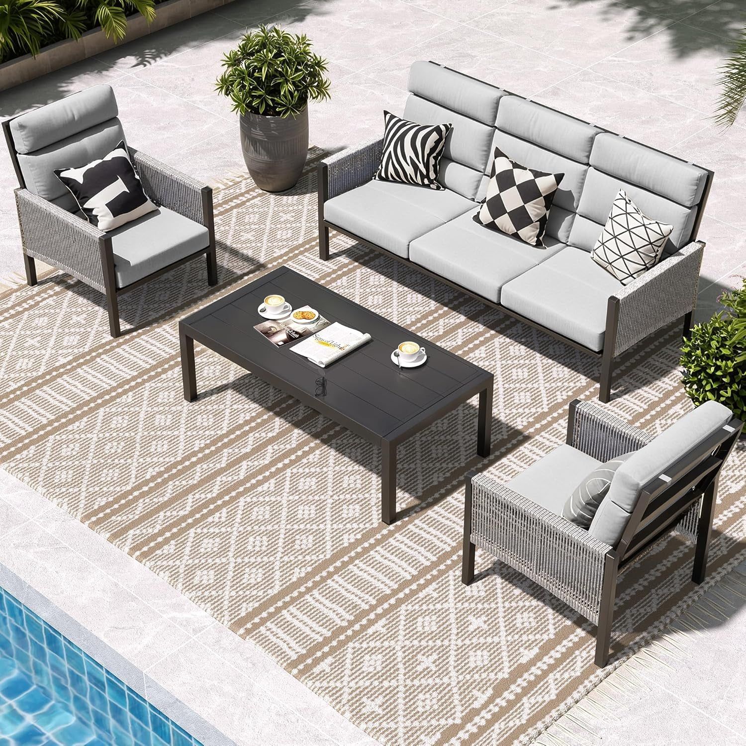 Modern Aluminum Patio Furniture Set for Comfort and Style