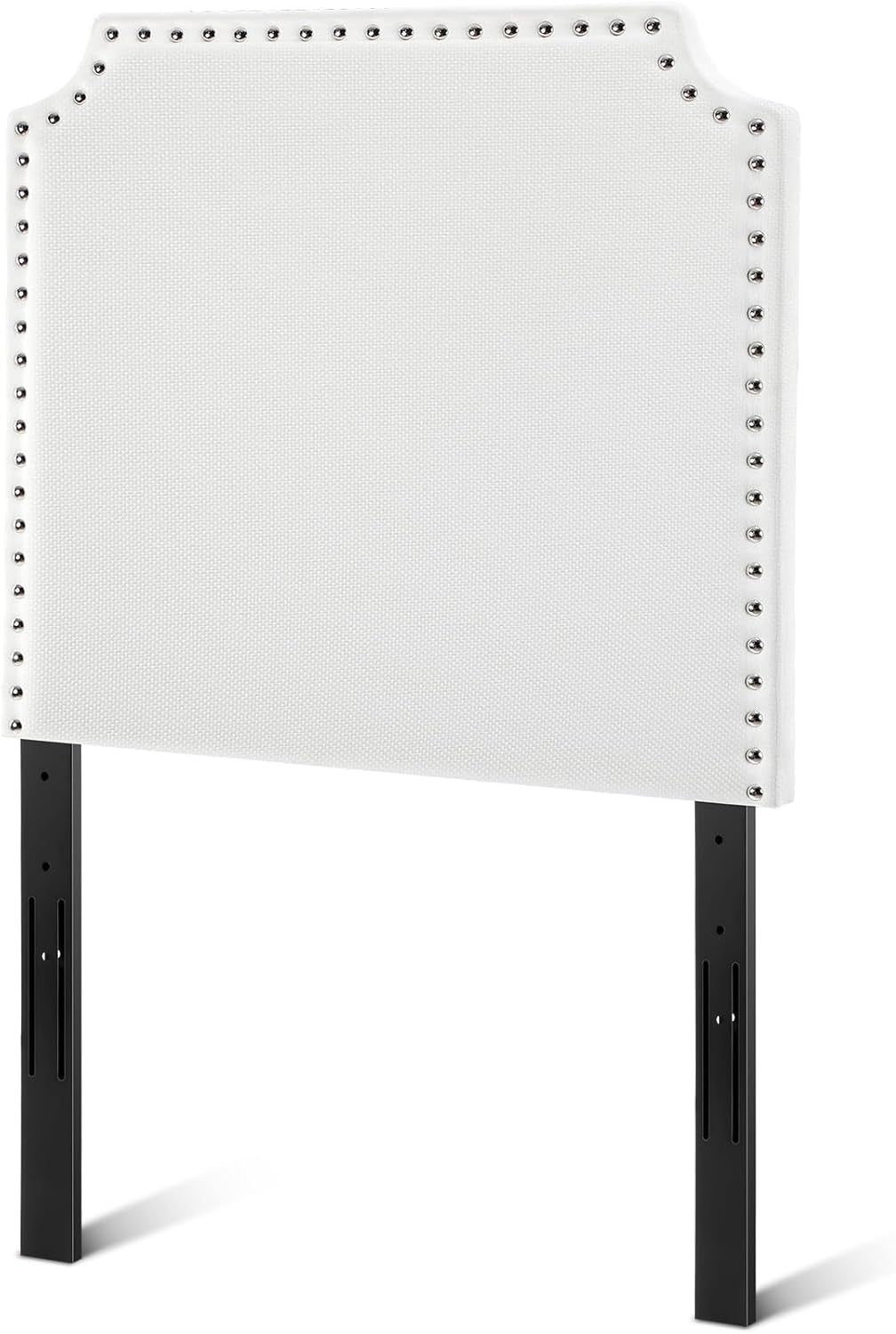 Stylish White Fabric Headboard with Nailtrim for Dorms