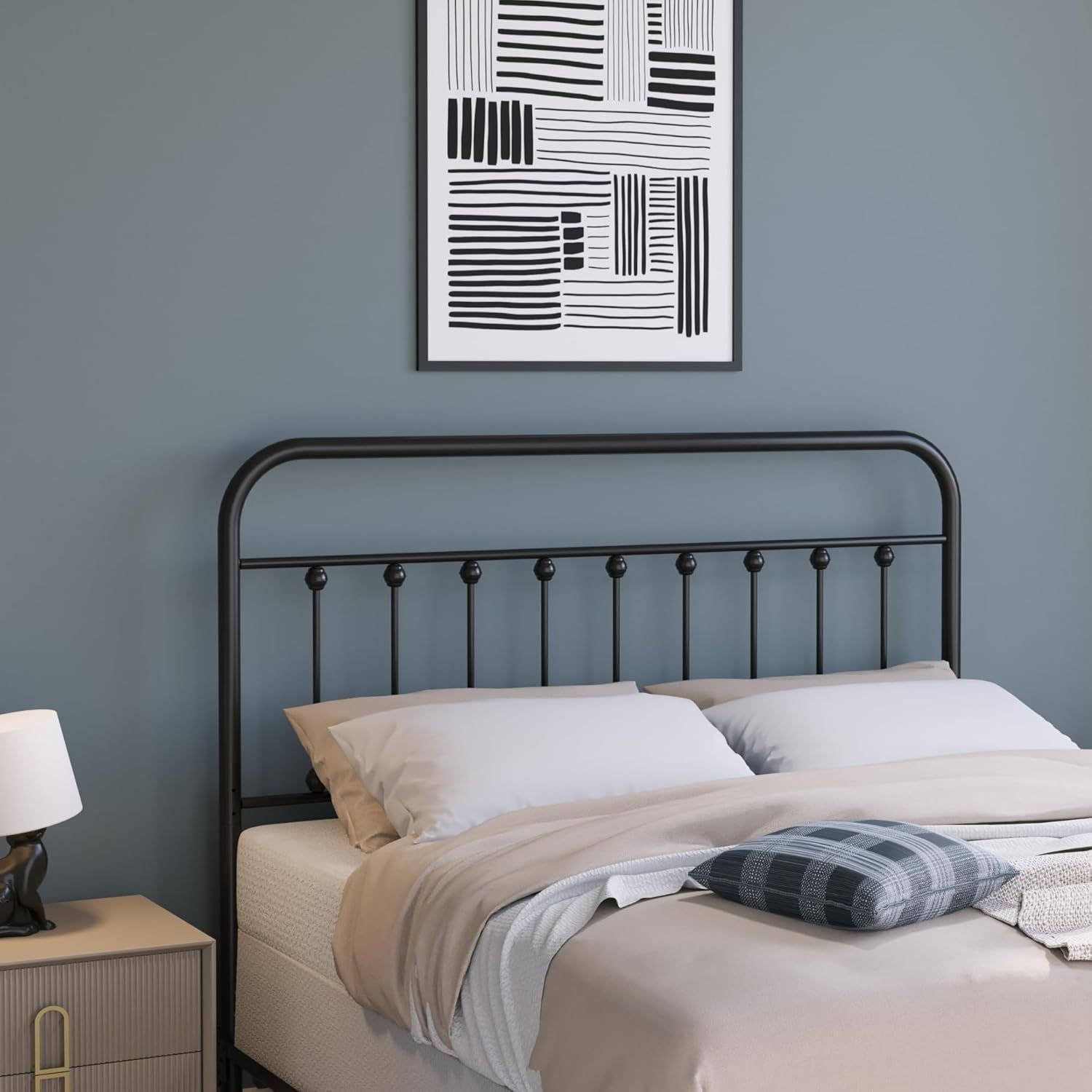 Vintage Adjustable Wrought Iron Headboard for King Beds