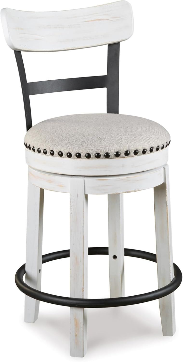 Modern Swivel Counter Height Barstool with Whitewash Finish