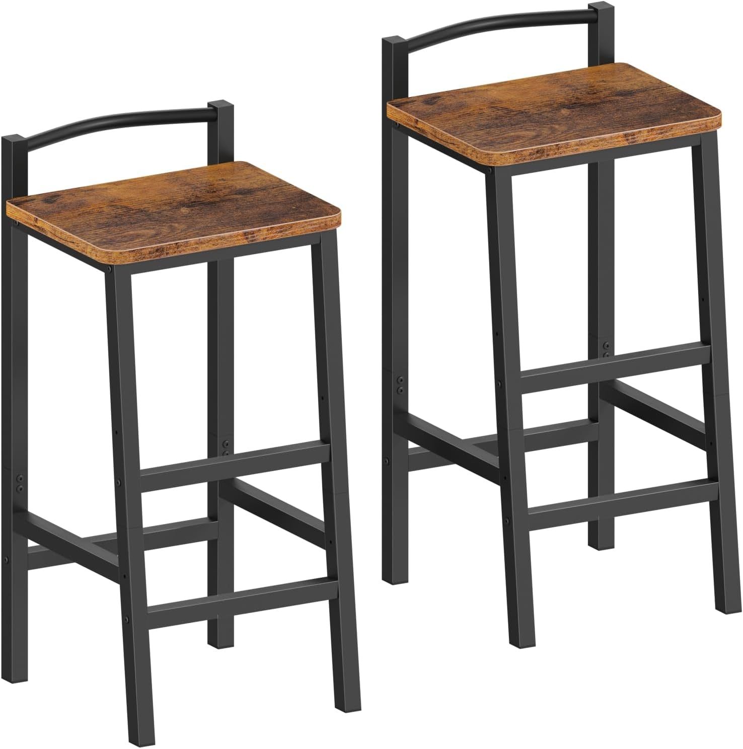 Adjustable Barstools, Bar Stools Set of 2, 24&quot; Counter Height Stools, Modern Bar Stool with Footrest, Bar Chairs for Bar, Kitchen Lsland, Dining Room, Brown