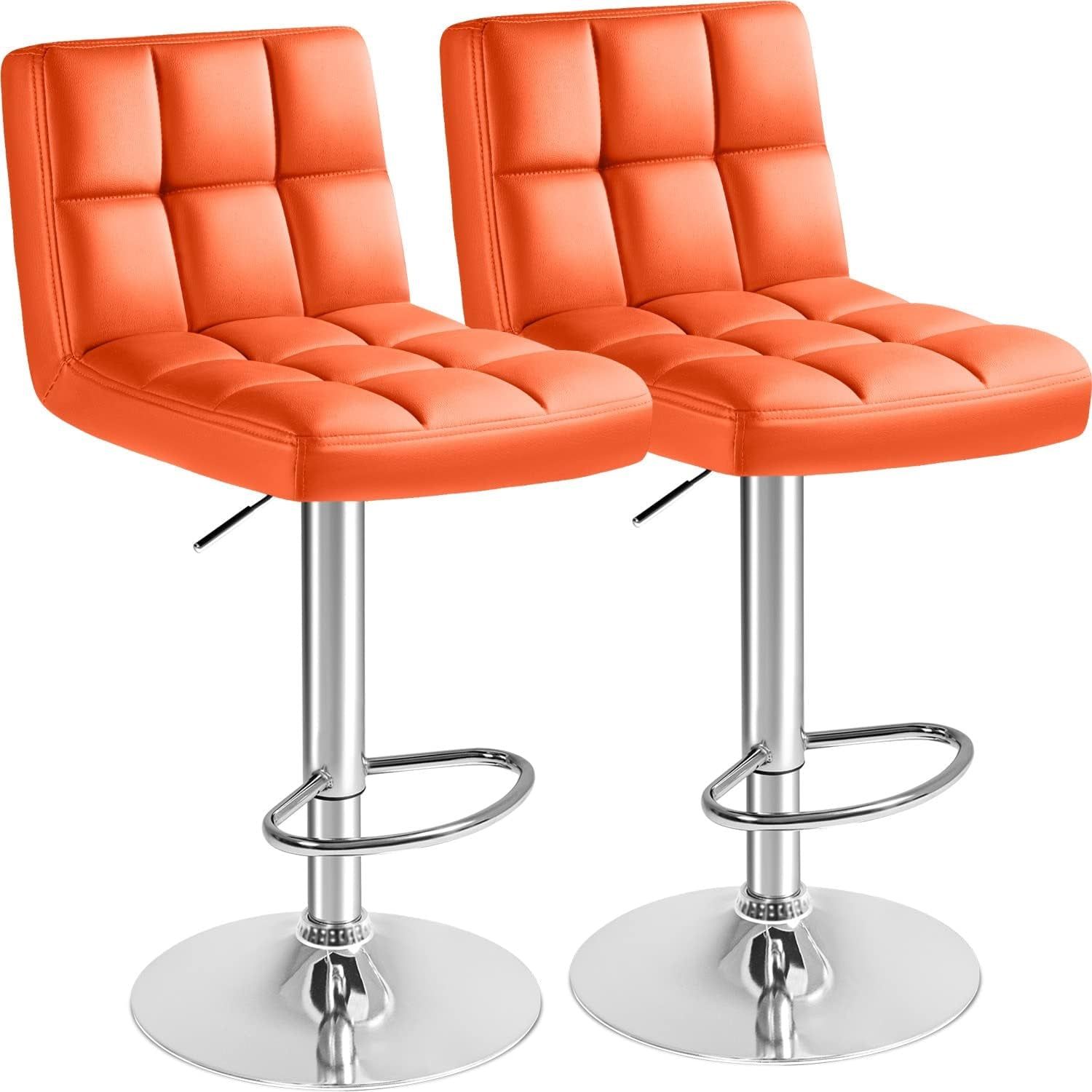 Modern Adjustable Swivel Bar Stools Set of Two