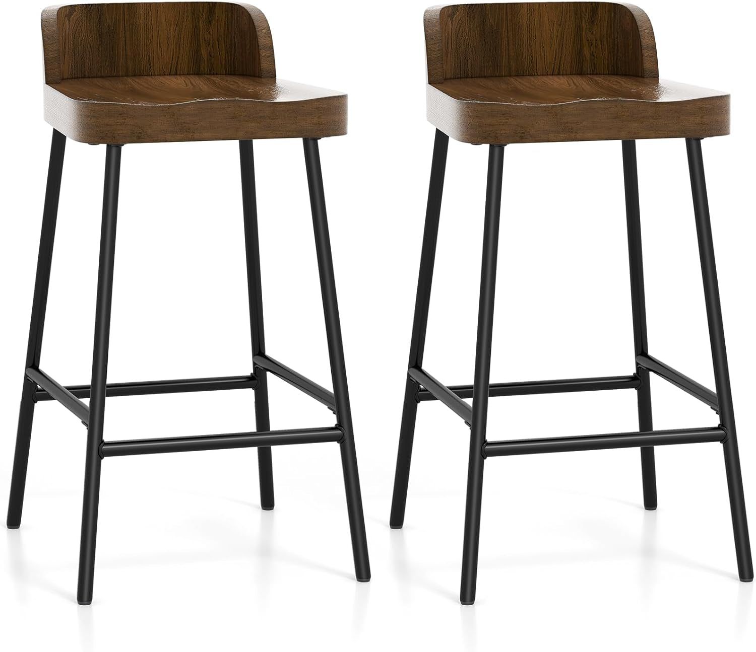Counter Height Bar Stools Set of Two with Backrest