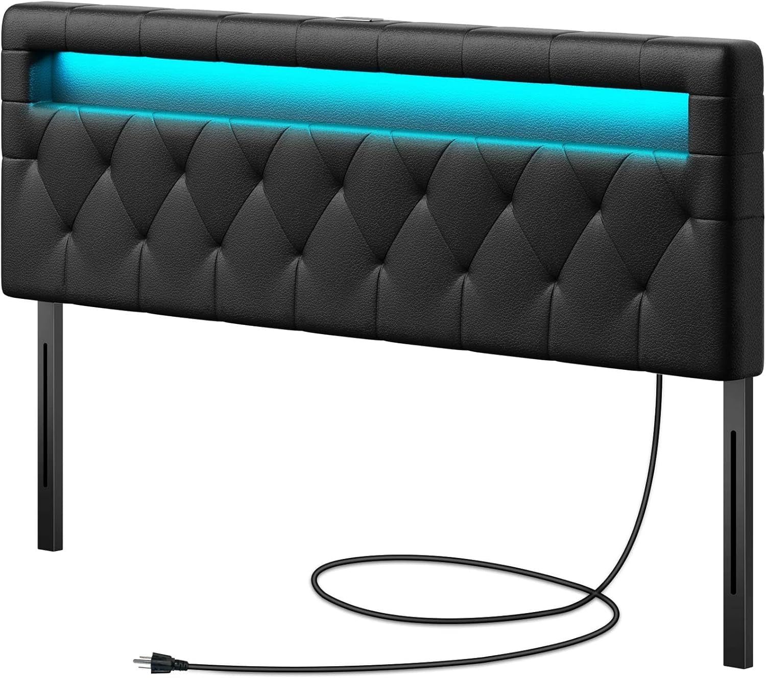 Adjustable Queen Size Headboard with 60000 LED Colors