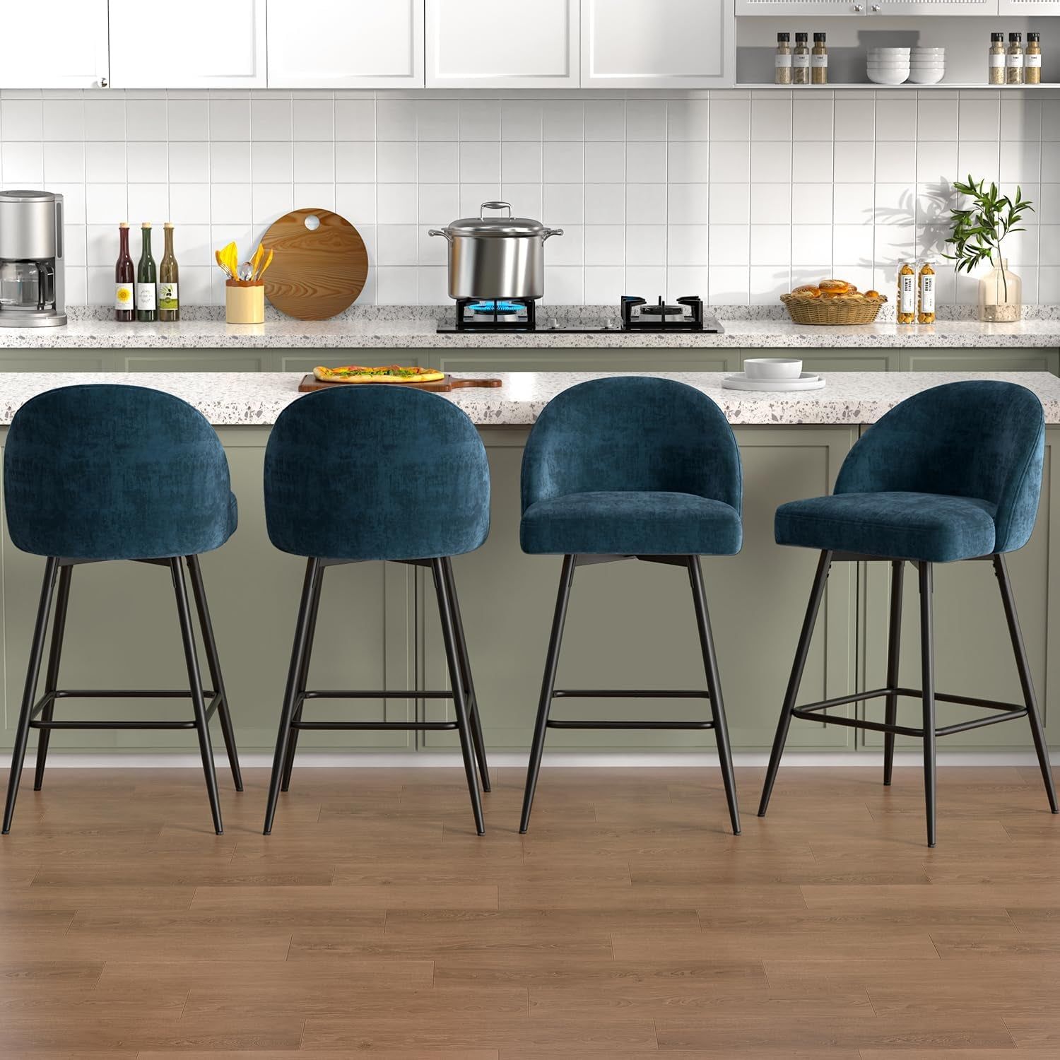 Elegant 360 Degree Swivel Bar Stools Set of Four