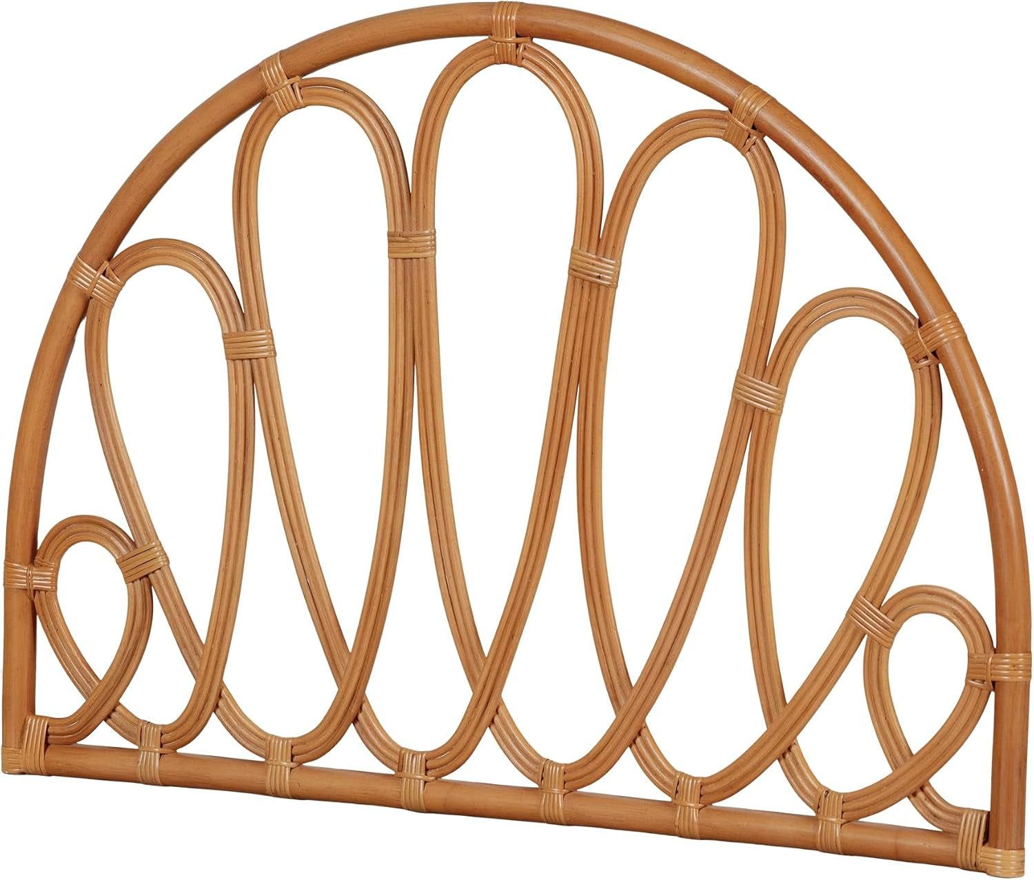 Natural Rattan Wall-Mounted Headboard with Flower Petal Design