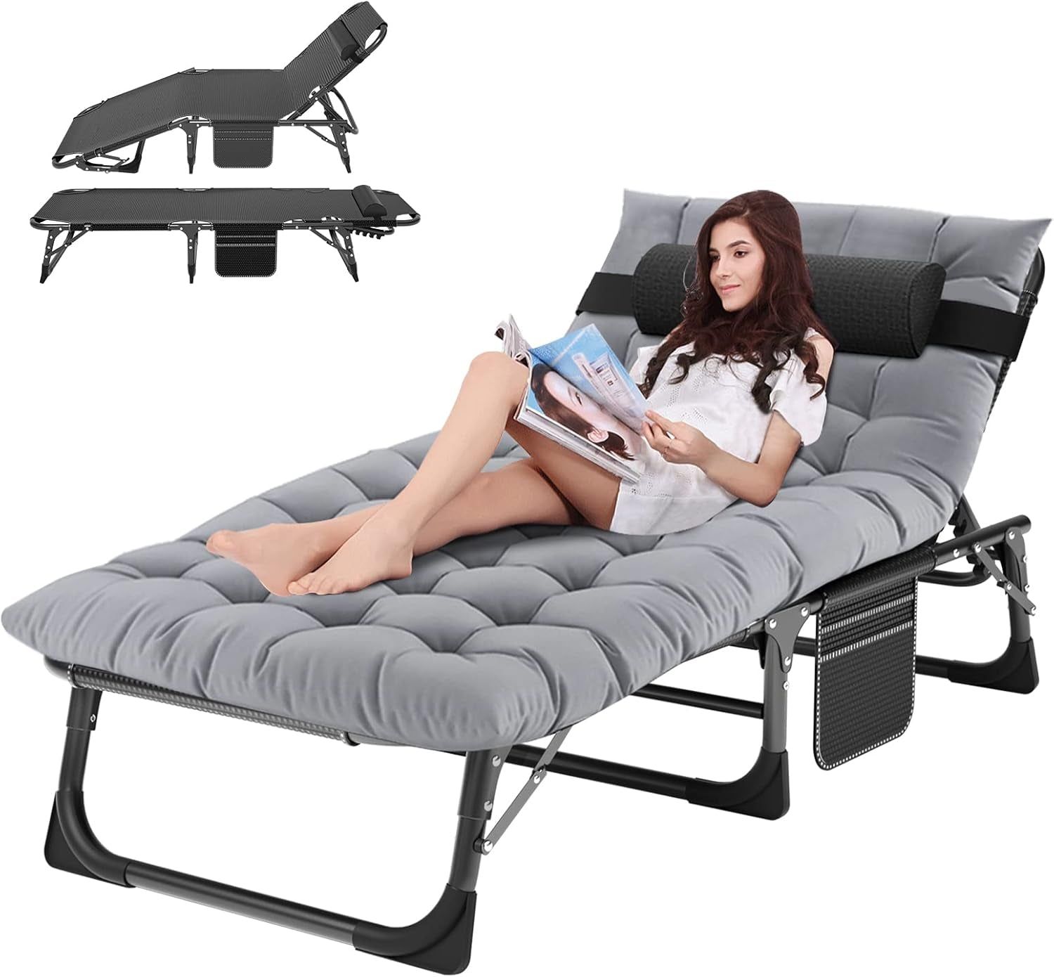 Five Position Adjustable Padded Outdoor Lounge Chair