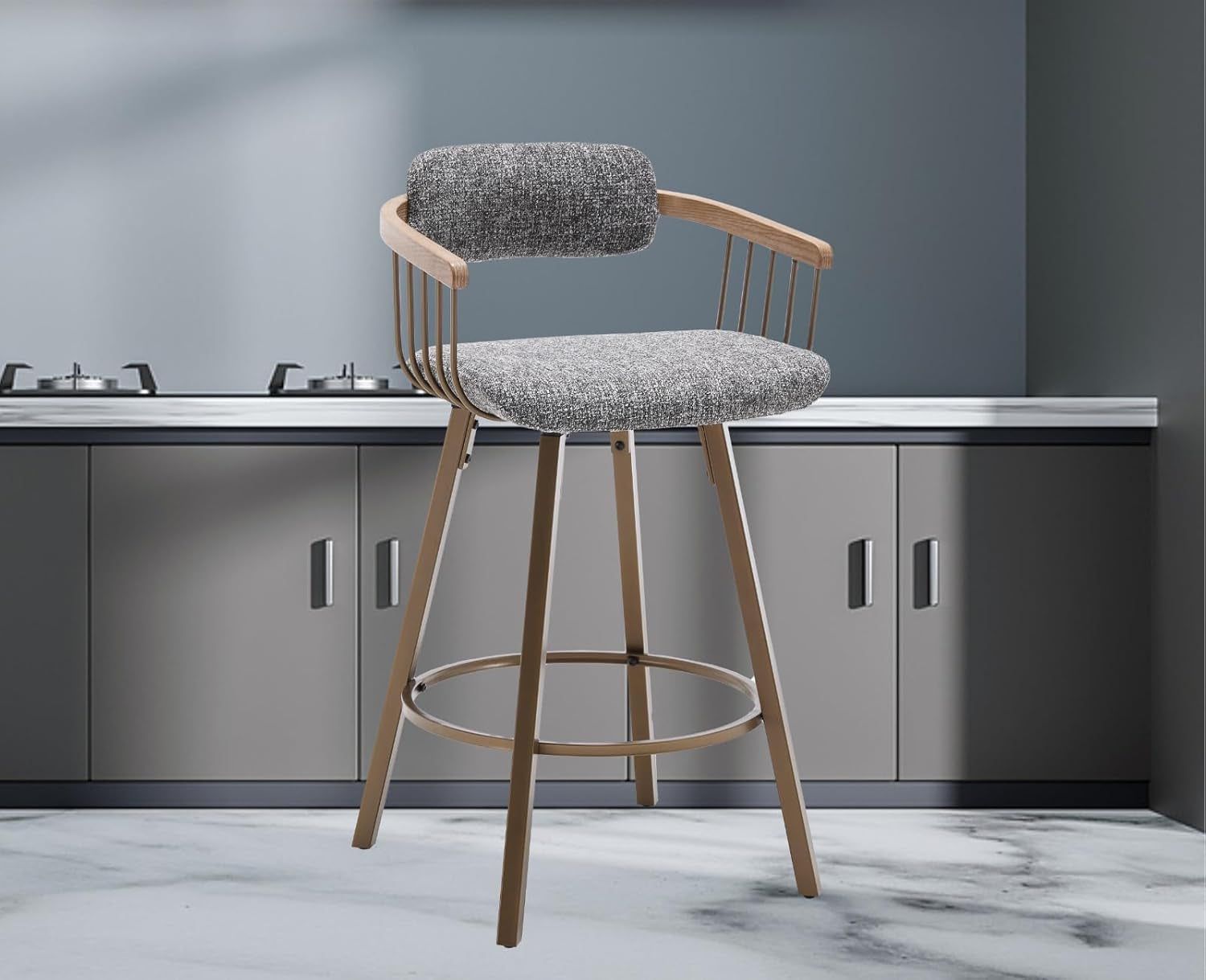 Modern Swivel Counter Height Bar Stool with Back