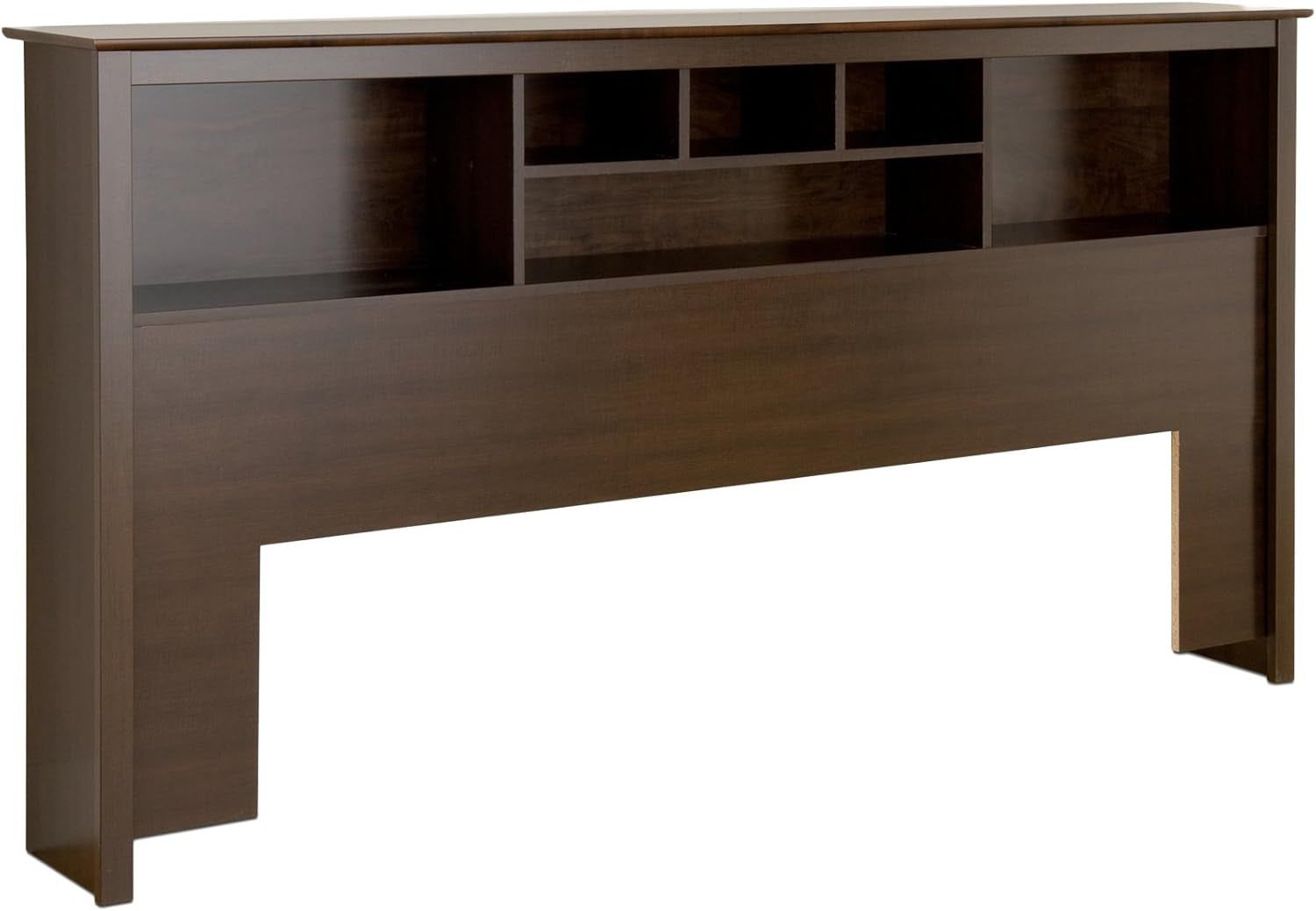 Espresso King Bookcase Headboard with Six Storage Compartments
