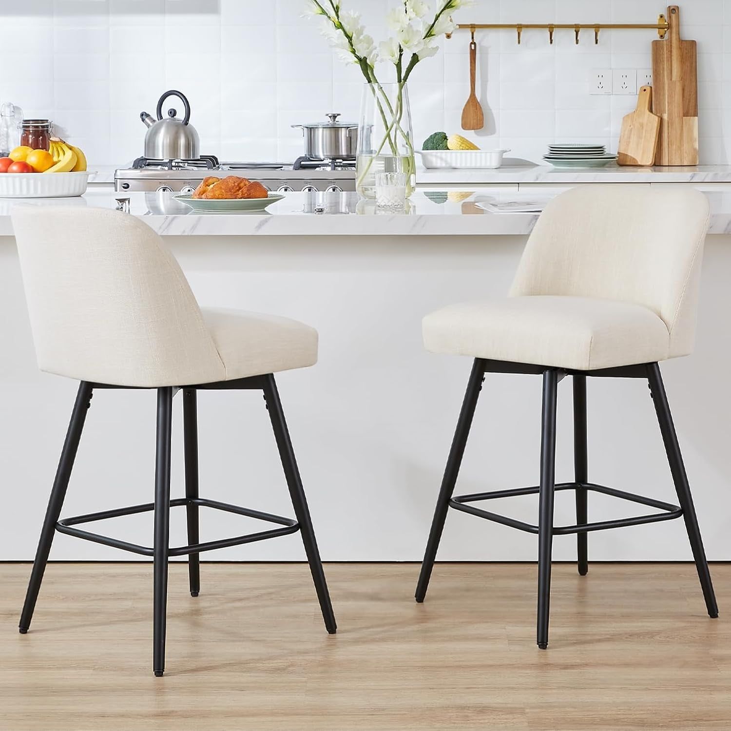 360 Degree Swivel Counter Height Bar Stools Set