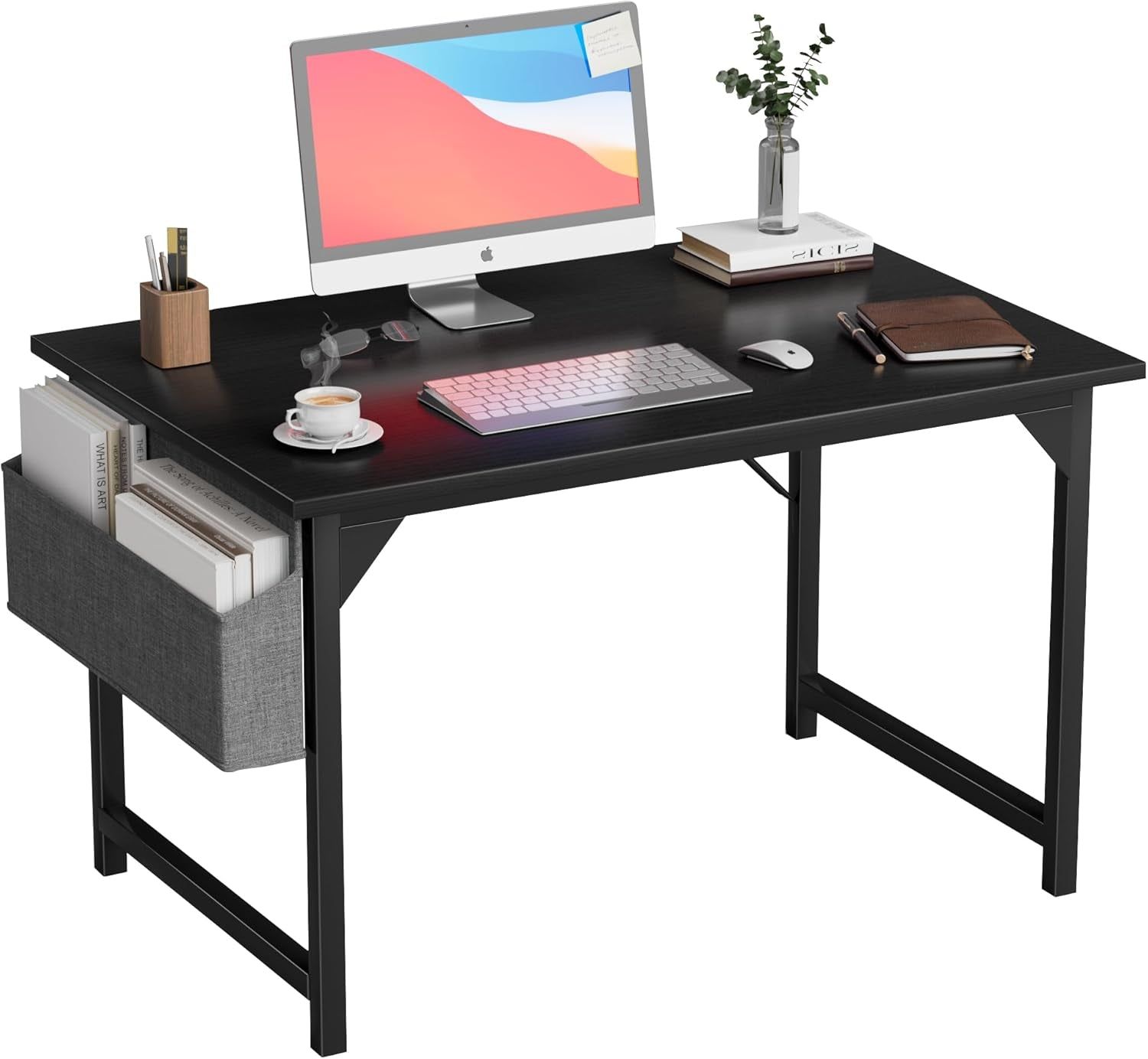 Compact Computer Desk with Storage and Headphone Hook