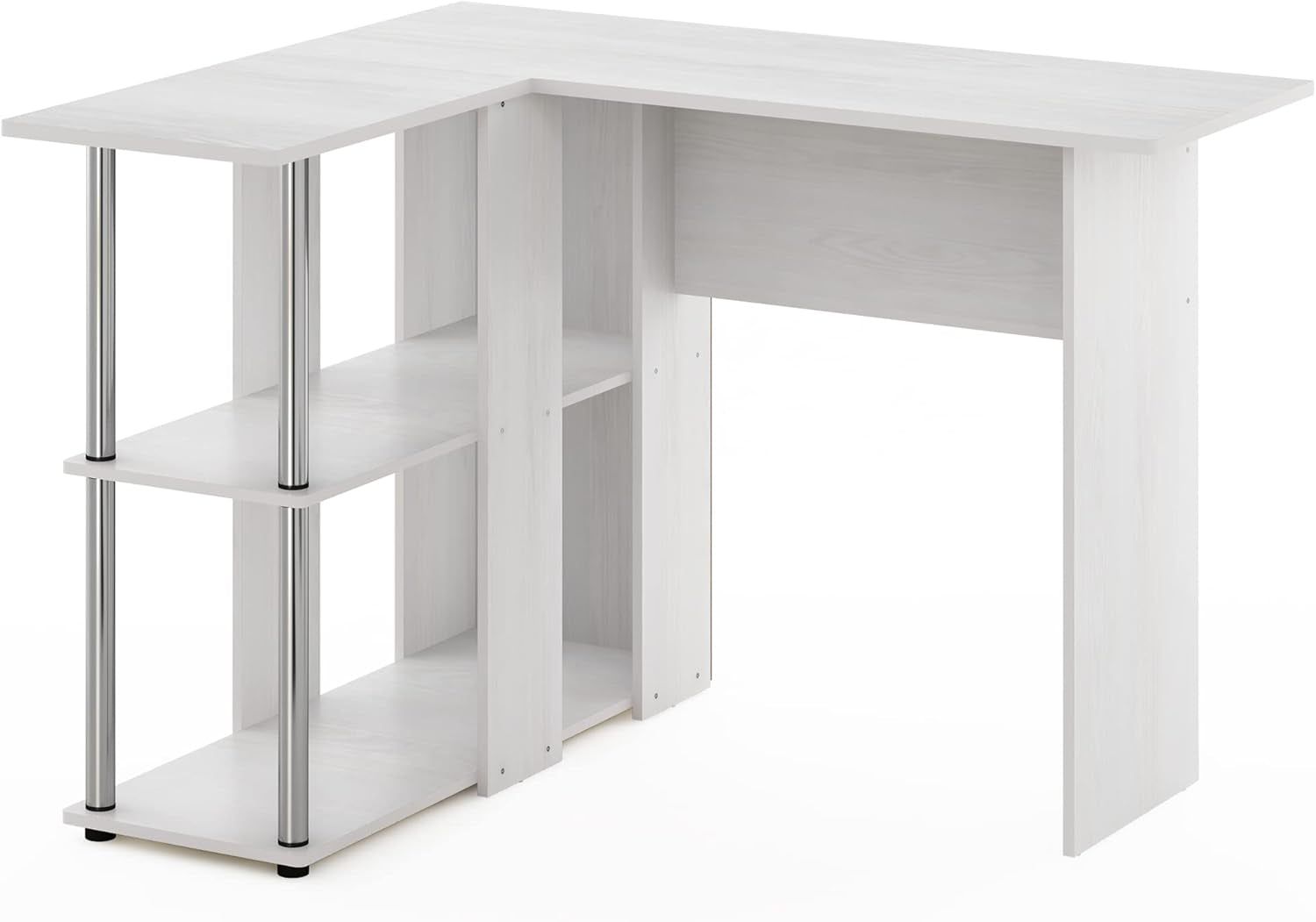 L Shape Desk with Bookshelf for Space Efficiency