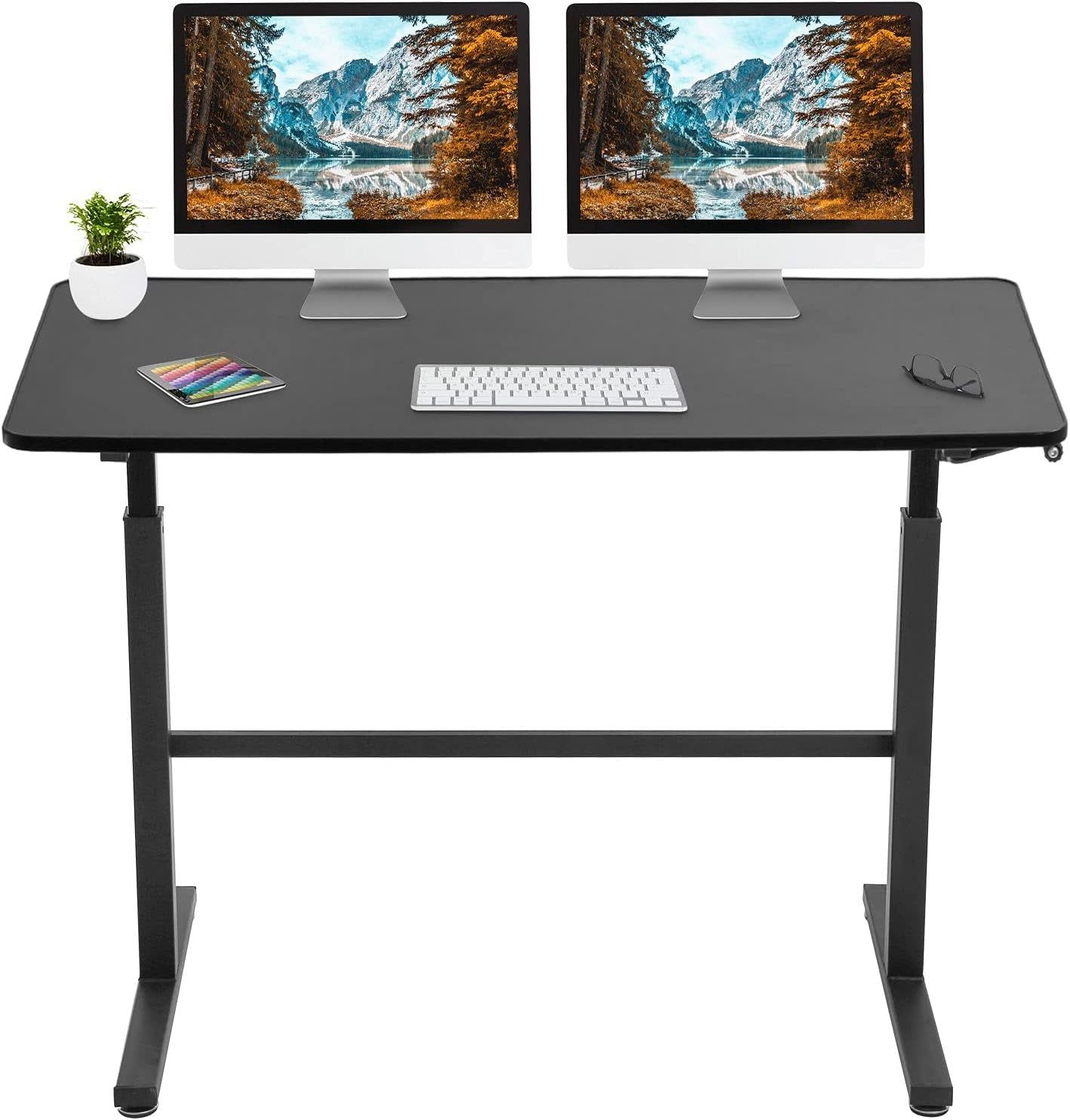 48 Inch Standing Desk Adjustable Height Ergonomic Computer Desk Modern Sit Stand up Desk Large Space Work Desk Fit Dual Monitor for Home Office Gaming, Black
