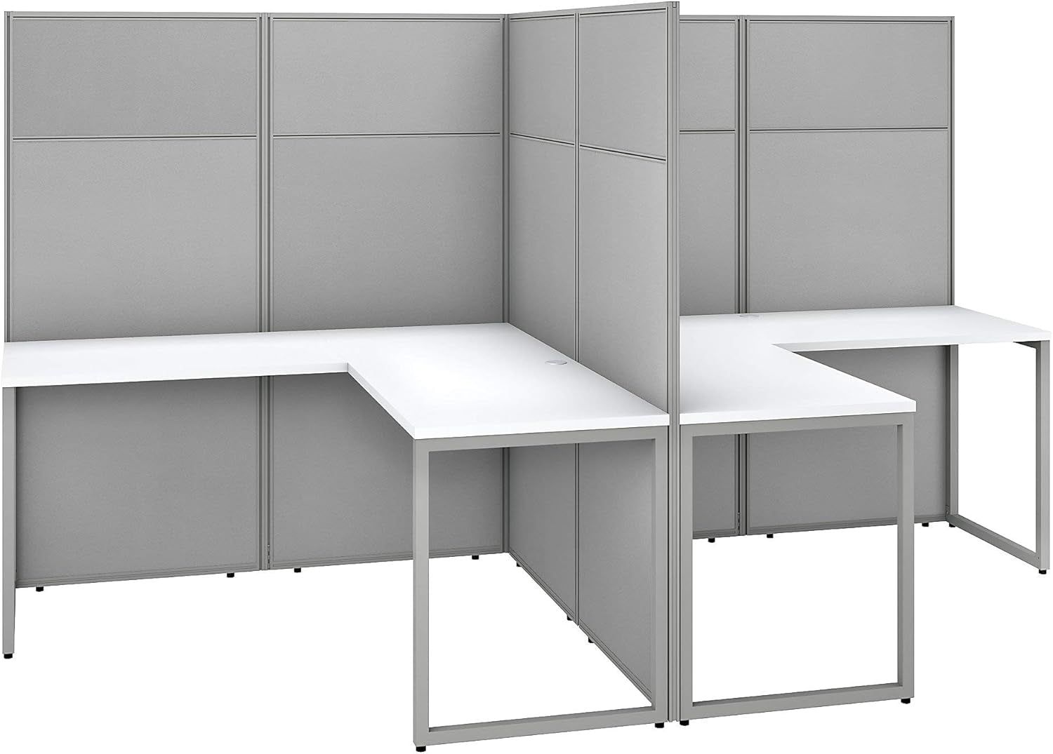 L Shaped Office Desk Workstation With Cubicle Panels