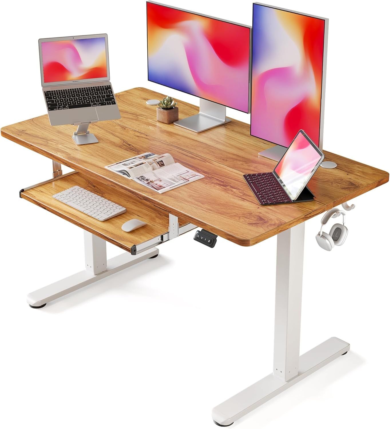 Height Adjustable Electric Standing Desk with Keyboard Tray