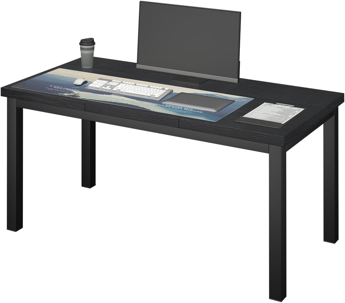 63 Inch Large Computer Desk, Gaming Long Desk with a Modern Design Wide Desk at Home, Perfect for Office Work, Studying, and Writing, Etc., Black.